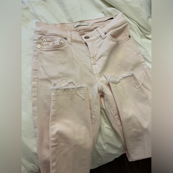 7 For All Mankind Pink Ankle Skinny Jeans - Picture 8 of 13